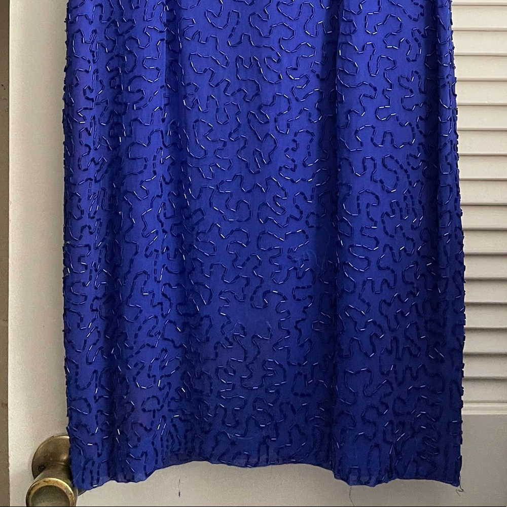 Royal Blue Sequence Evening Dress. Size 8. - Picture 3 of 10